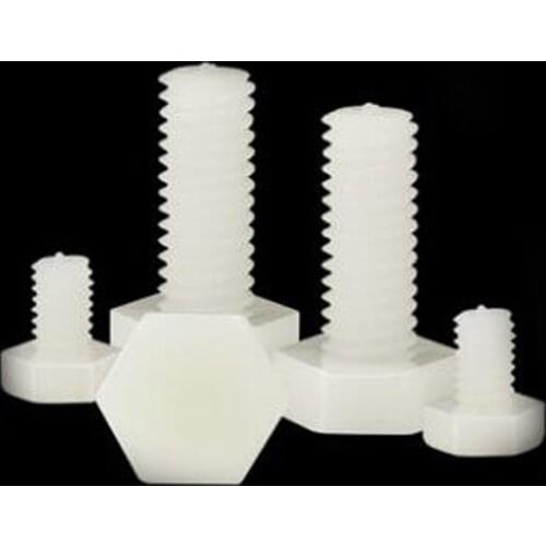 6Pcs M16 PA66 Outer Hexagonal Nylon Screw Acid Alkali Resistant Plastic Bolts Corrosion Resistant 70mm-110mm Thread Length