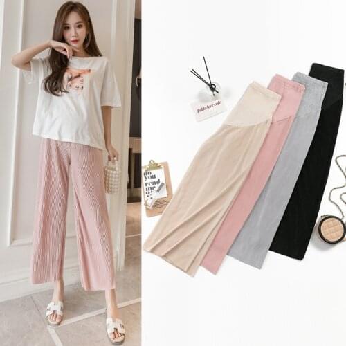9/10 Length Summer Thin Linen Maternity Pants Elastic Waist Belly Pants Clothes for Pregnant Women Pregnancy Short Trousers