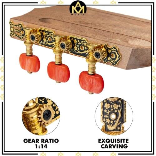 Alice AO-020HV2P Classical Guitar Tuners Machine Heads 3L+3R Set Tuning Keys Machine Pegs 1:14 Gear Ratio