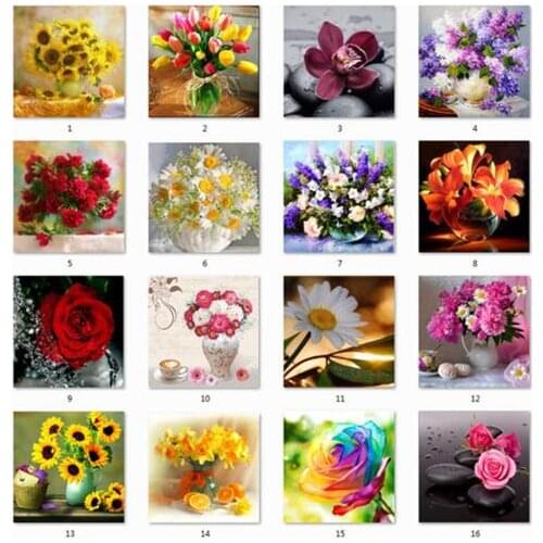 DIY diamond embroidery flowers 5D diamond mosaic painting modern flower cross stitch rhinestone painting