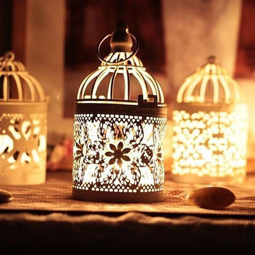 Antique Moroccan Style Lantern Hollow Candle Holder Stand Wedding Romantic Decor Candle Holders
