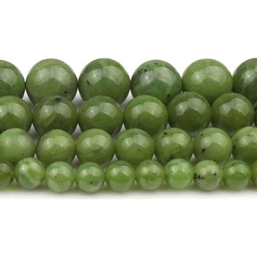 6/8/10/12mm Natural Canada Jades Stone Beads Round Loose Beads for Jewellery Making DIY Bracelet Necklace 7.5'' Strands