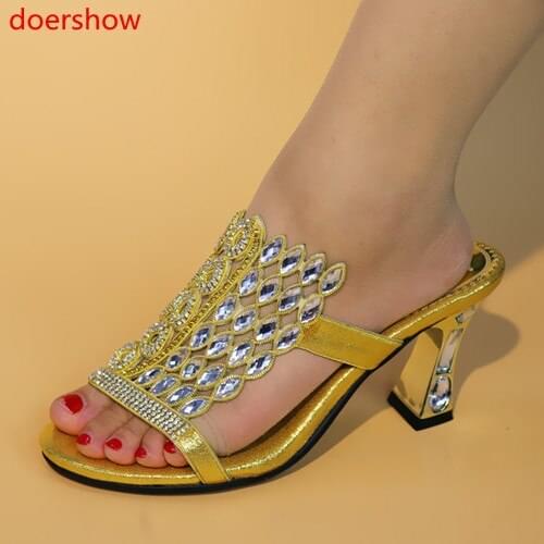 Doershow Shoes and Bag Set for Women Summer African Style italian Shoes and Bag Set for party Custom products SJU1-35