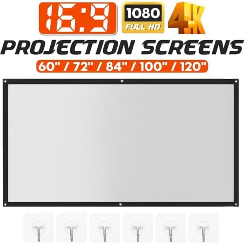 16:9 High Brightness Projector Screen 60/72/84/100/120 inch HD Screen Canvas Fabric Cloth Home Outdoor Theatre Movie Screen