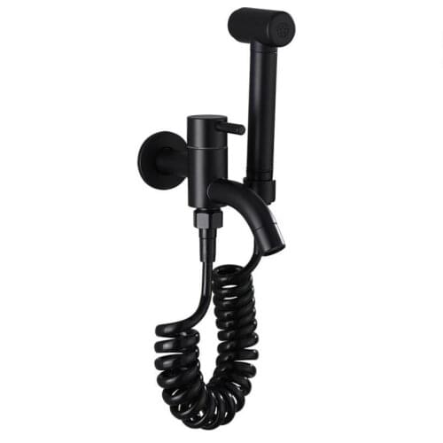 G1/2 Brass Black Toilet Companion Set Bathroom Balcony Flush Mop Pool Dual Use Faucet Quick Open Pressurized Spray Gun