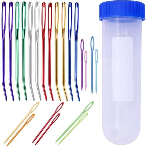 KAOBUY 22Pcs Big Eye Yarn Needle ,Bent Tip Tapestry Needles Large Eye Blunt Needles And Plastic Needle For Knitting Crochet