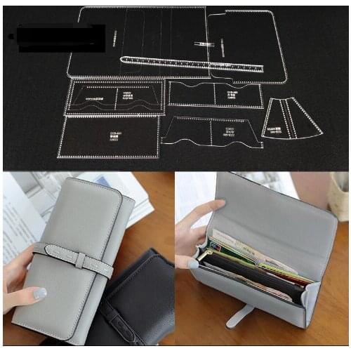 Leather Handmade Craft wallet Sewing Pattern Acrylic Stencil Template Sewing accessories with holes 20x9.5x2cm