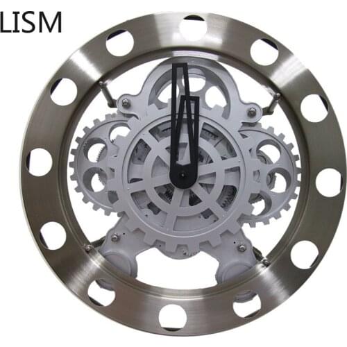 Creative Modern Luxury Wall Clock Silver Metal Gear Clocks Silent Living Room Large 3d Wall Clock Modern Design Reloj De Pared