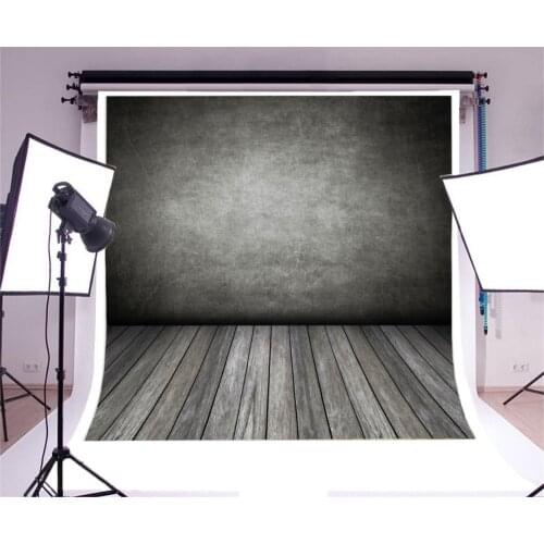 Laeacco Gradient Color Cement Brick Wall Wooden Floor Photography Backdrops Photographic Backgrounds Grunge Portrait Photozone