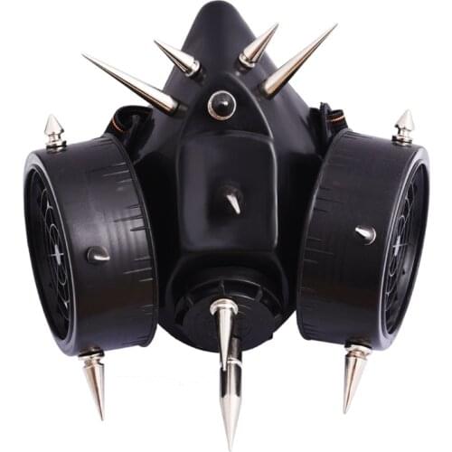 Men/Women Steampunk Mask Gothic Punk Rivet Cosplay Face Masks Respirator Halloween Party Cosplay Spikes Masks Accessories