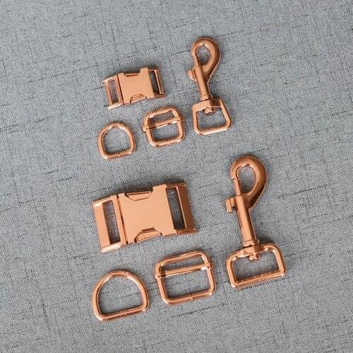 20 Sets 15mm 20mm 25mm 32mm Metal D Ring Side Release Buckle Snap Hook Slider For Pet Dog Collar Leash Leads Lock Lobster Clasp