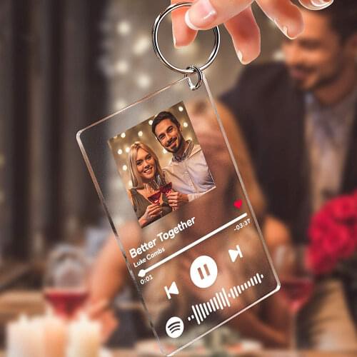 2021 Fashion Personalize Acrylic Keychain Black Red Yellow Multiple Colors Customize album cover Music Plaque Photo Keychain