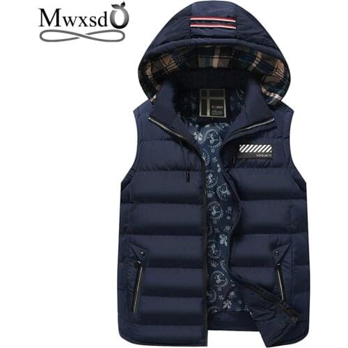 Mwxsd Men vest Jacket Sleeveless homme Fashion Casual Coats Male cotton Mens Vest Thickening Waistcoat Autumn winter coat