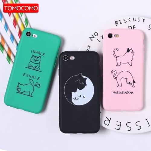 Cute Funny Cartoon Cat Soft Matte Phone Case Cover Fundas For iPhone 11 Pro XR 7 7Plus 6 6S 12 8 8Plus X XS Max