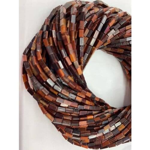 Natural red tiger, yellow tiger. Rectangular cut 2x4mm rectangular DIY boutique jewelry crystal length 38 cm