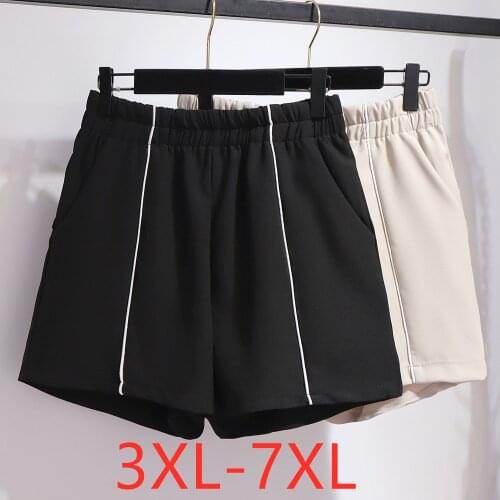 New 2021 summer plus size shorts for women large loose casual wide leg stripe pocket shorts black apricot 3XL 4XL 5XL 6XL 7XL