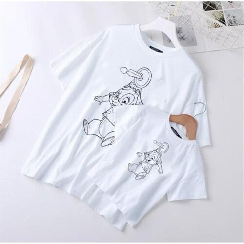 2021 New Fashion Disney Cartoon Sketches Printed Chip Dale Tshirts Family Matching Look Outfits Mommy And Me Summer Unisex Tops