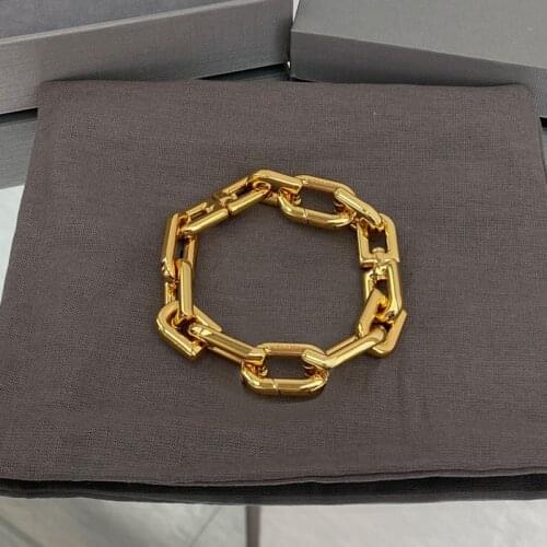 2021new Gold Bracelet Mens Hard Gold Womens Bracelet Ornament Jazz NecKLACE Hip-Hop Wind Retro Ladies' Couple Chain