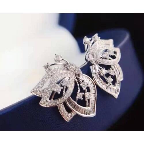 New fashion real gold au750/18k butterfly style diamond earring jewelry for lady&women&wedding&party