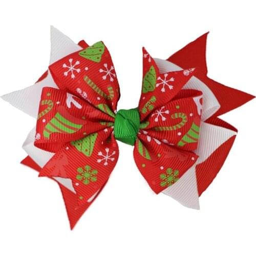 NEW Hair Bow Hair Clips Bows Barrette Bowknot Clips Christmas 4Inch 3 Layer Swallowtail Hair Accessories Headwear Custom