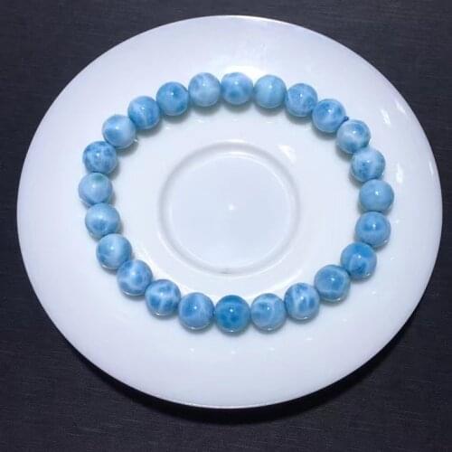 Newly Natural Blue Larimar Gemstone Bracelet Women 8.1mm Stretch Round Beads Larimar Bracelet Water Pattern Jewelry AAAAAA