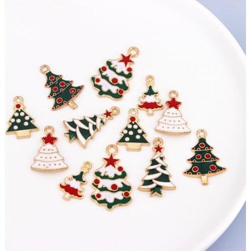 Christmas Tree Pendant Alloy Charm Navidad Ornaments Bracelet Necklace Making DIY Accessories For Home Christmas Decoration 2021