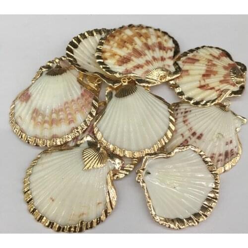 Natural shell Pendants Charms Fan shape Necklace pendant for Jewelry Making DIY Bracelet Necklaces Accessories Size 40x48mm