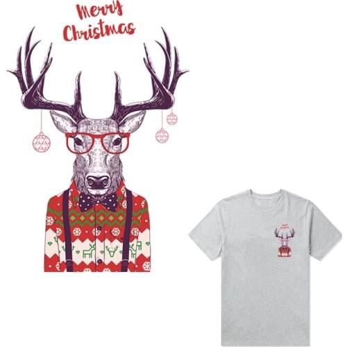 Christmas Goat Iron Patches For Clothing Jeans Sticker Heat Transfer Badges Diy Accessory New Clothing Deco Washable Parches