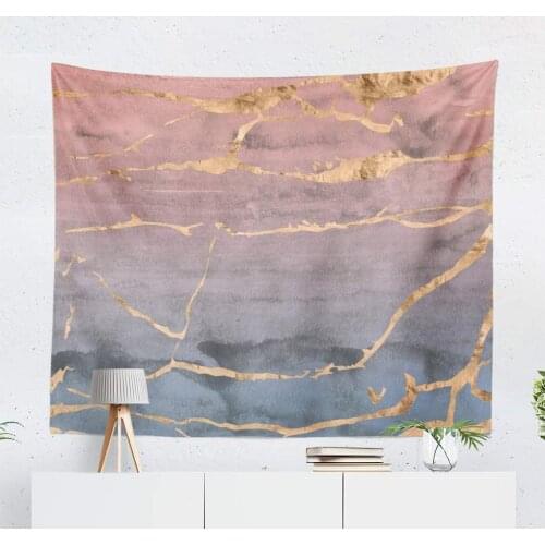 Rose Gold Foil Marble Ombre Watercolor Pink and Wall Hanging Tapestry
