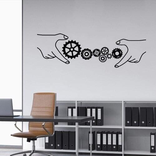 Gear teamwork thinking idea office style business sticker office school decoration wall sticker wallpaper vinyl wall decal ov168