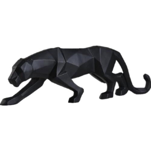 New 2020 Leopard Statue Figurine Modern Abstract Geometric Style Resin Panther Animal Large Ornament Home Decoration Accessories