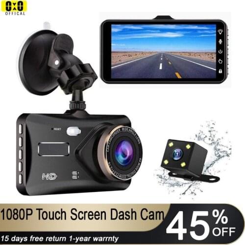 Jltart Dash cam Dual Lens car dvr HD 1080P4"Touch Screen IPS With Backup Rear Camera Registrar Night Vision car Video Recorder