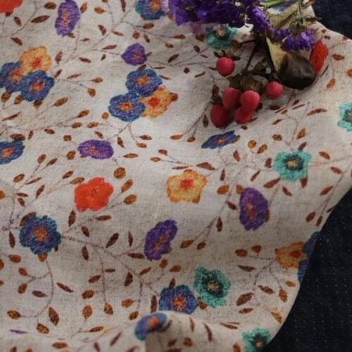 High quality natural pure ramie fabric Digital printed fabric for dress Fashionable womens dress robe cheongsam material