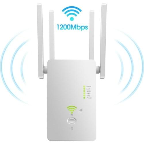 Wifi Repeater Dual Band 1200Mbps Wireless 2.4G / 5G Wifi Extender Router Wifi Signal Amplifier Signal Booster Wi Fi Access Point