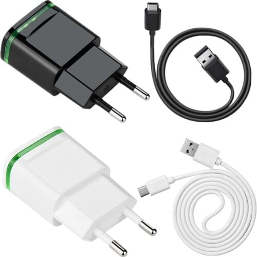 2 Ports USB Charger cable for iphone xs max 5 6 xr led light European adpater charge for sony htc nokia 7 7.1 5.1 6.1 plus 8.1