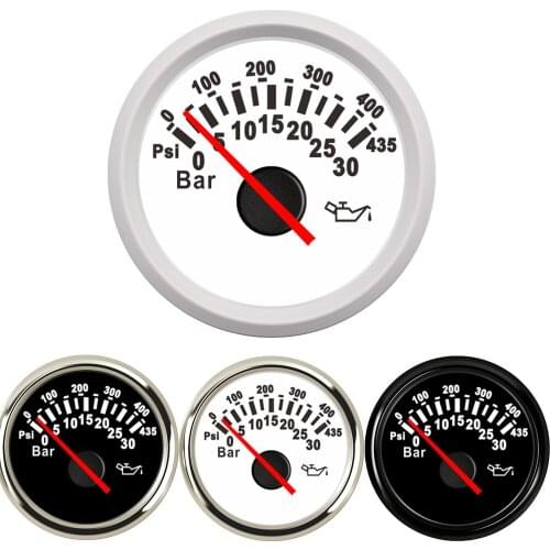 0-30 Bar Oil Pressure Gauge for Marine Boat Yacht 52MM Oil Pressure Meters 0-435 PSI Oil Press Gauge Truck Car 9-32V Wholesale