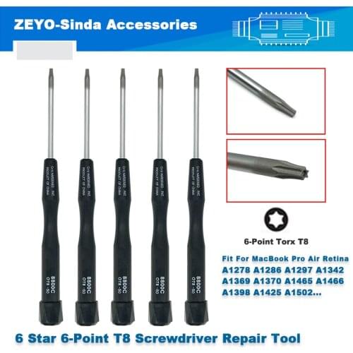1PC 6 Star 6-Point T8 Hexagonal Screwdriver Repair Tool For Macbook Air Pro Retina Professional Maintenance Tools