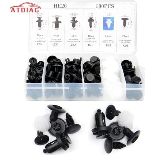 100pcs Mixed Auto Fastener Clip Car Body Push Retainer Pin Rivet Bumper Door Trim Panel Retainer Fastener Kit Car Accessories