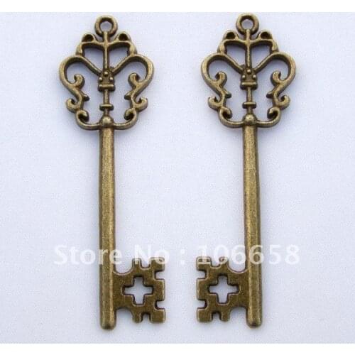 2pcs 59x18mm Zinc Alloy Pendants Antique Bronze DIY Jewelry Metal Key Pendant