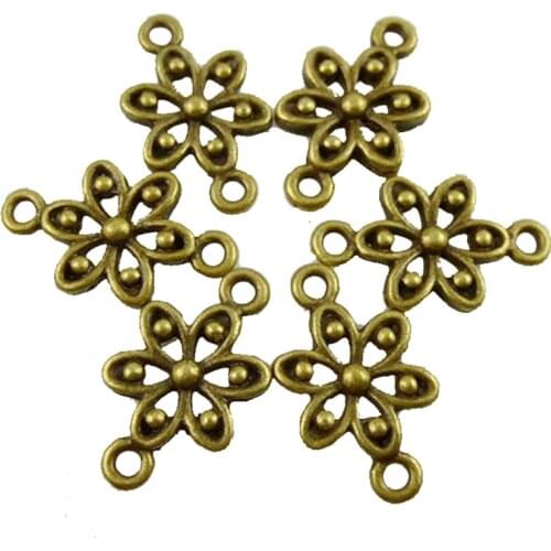 30pcs Flower Connector Charms Antique Bronze Color DIY Jewelry Making Handmade 11895