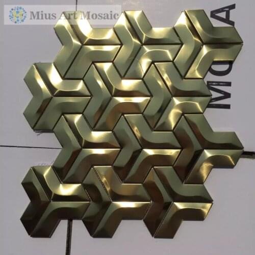 3D gold metal mosaic tile stainless steel mosaic tiles