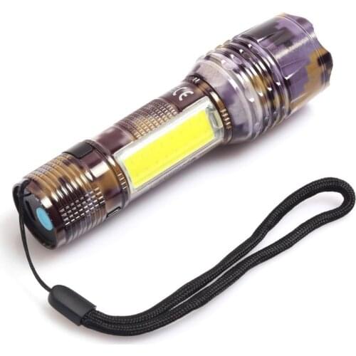4 stage USB Rechargeable Metal Flashlight Camouflage Patterned Zoomlu