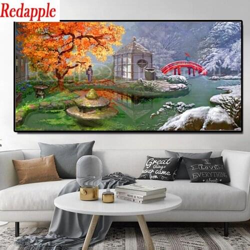 5D Diy Diamond Painting Winter Japanese Garden Scenery full Round Square Rhinestones diamond Embroidery Sale large Home Decor