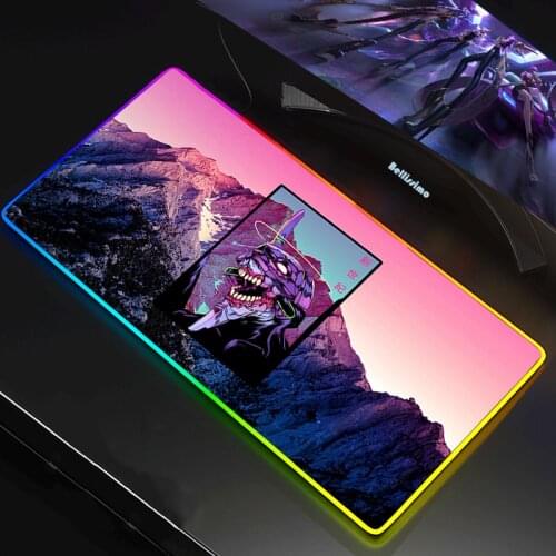 Evangelion Logo RGB LED Gaming Mouse Pad Mousepad Large Cool Mause Pad Keyboard Desk Carpet Game Rubber No-slip Mouse Mat Gamer