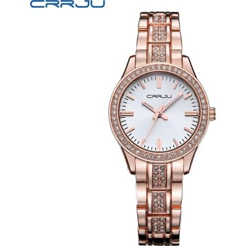 CRRJU Casual Bracelet Gold Watch Women Rhinestone Watches Women Elegant Quartz Wrist Watch Women Relojes Mujer Montre Femme