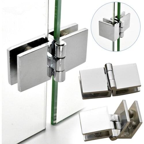 90 180 Degree Bilateral Clip Home Easy Install Glass Clamp Zinc Practical Durable Cabinet Door Hinge Bathroom Furniture Cupboard