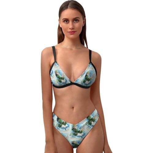 Bungou Stray Dogs Bikini Swimsuit V Shape Printed Swimwear Fitness Women Cheap 2 Piece Bathing Suit