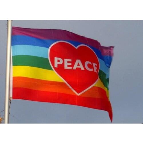 Peace heart Flag with on the gay Rainbow strip banner flag Digital 90x150cm 3x5ft decoration Flag hobby Polyester flag