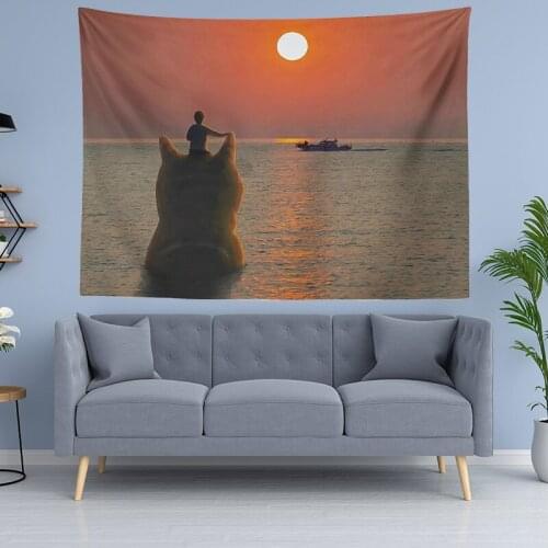 Seaside Scenery Tapestry Beach Towel Home Fabric Decoration Painting Ins Background Cloth Bedside Living Room Hanging Hogar