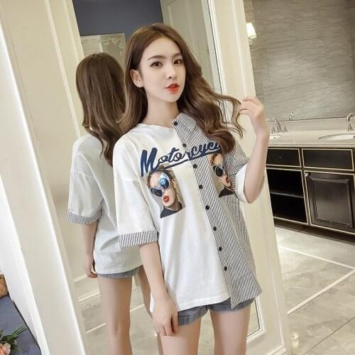 Harajuku fashion brand T Shirts women summer style camiseta feminina ladies tops striped tees plus size camisa feminina ulzzang